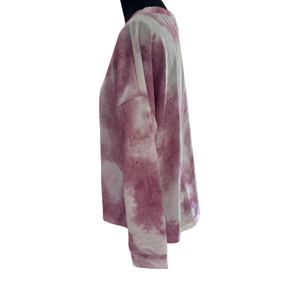 Boutique‎ C+D+M Collection Mauve& White Mineral Wash Lightweight Sweatshirt Sz M